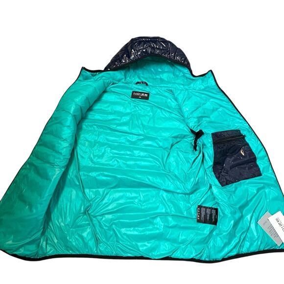 NOIZE Gavyn Hooded Puffer Vest Mens Size L Navy Vegan Sustainable Recycled NWT - Picture 5 of 13